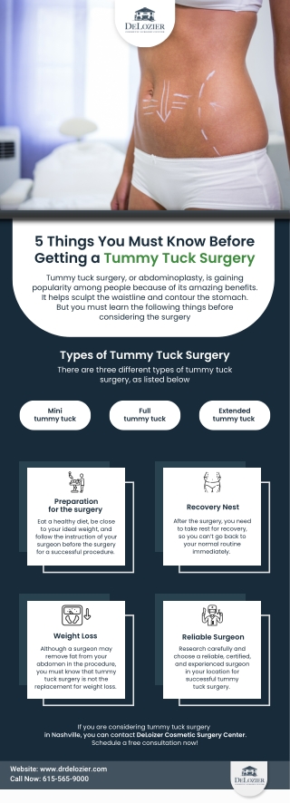 5 Things You Must Know Before Getting a Tummy Tuck Surgery