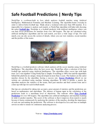 Safe Football Predictions - Nerdy Tips