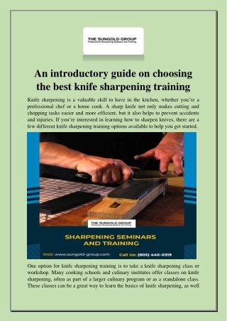 An introductory guide on choosing the best knife sharpening training