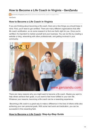 How to Become a Life Coach in Virginia - GenZandu