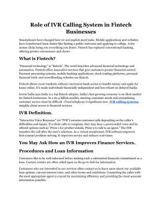 Role of IVR calling system in Fintech businesses.docx