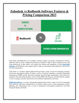 Zohodesk vs Redbooth Software Features & Pricing Comparison 2023