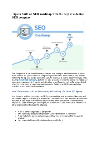 Tips to build an SEO roadmap with the help of a dental SEO company