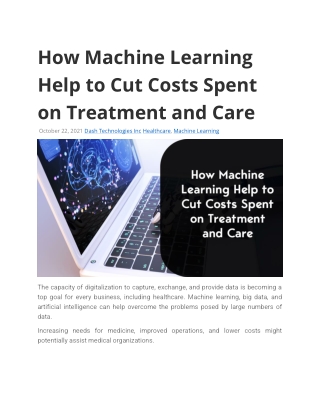 How Machine Learning Help to Cut Costs Spent on Treatment and Care