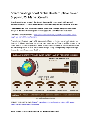 Global Uninterruptible Power Supply (UPS) Market by 2030