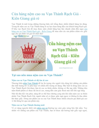 Cửa hàng nệm cao su Vạn Thành Rạch Giá - Kiên Giang giá rẻ