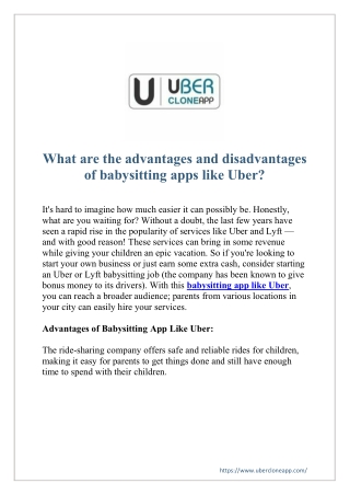 What are the advantages and disadvantages of babysitting apps like Uber?