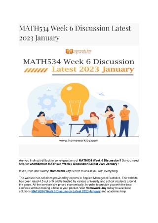 MATH534 Week 6 Discussion Latest 2023 January
