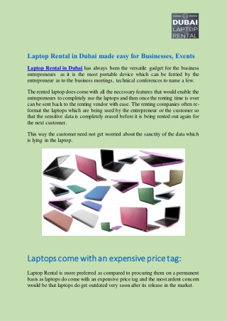Laptop Rental in Dubai made easy for Businesses, Events
