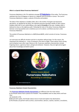 What is so special about Punarvasu Nakshatra?