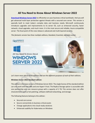 All You Need to Know About Windows Server 2022