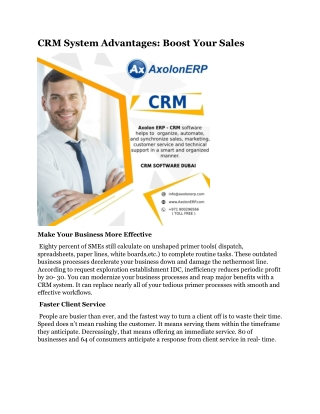 CRM System Advantages Boost Your Sales