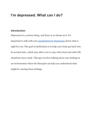 I’m depressed. What can I do_