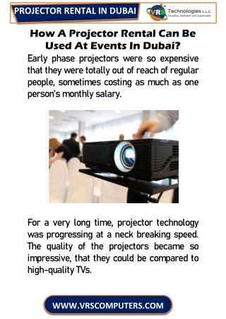 How A Projector Rental Can Be Used At Events In Dubai?