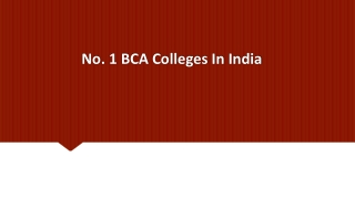 No. 1 BCA Colleges In India