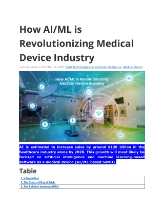 How AI/ML is Revolutionizing Medical Device Industry