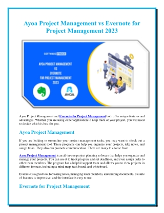 Ayoa Project Management vs Evernote for Project Management 2023