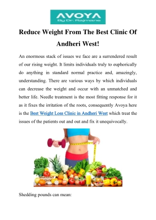 Best Weight Loss Clinic in Andheri West Call-8451839854