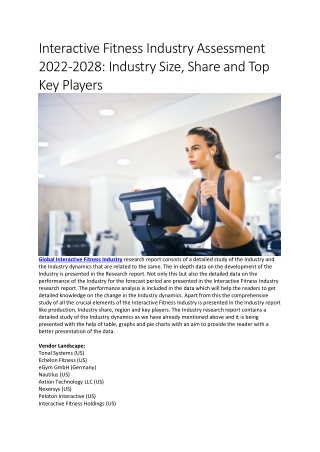 Interactive Fitness Industry Assessment 2022