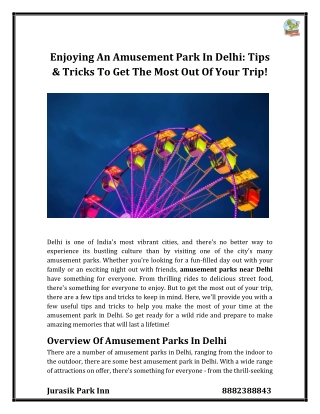 Enjoying An Amusement Park In Delhi: Tips & Tricks To Get The Most Out Of Your T