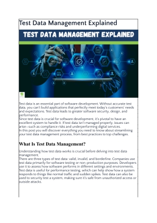 Test Data Management Explained