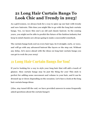 21 Long Hair Curtain Bangs To Look Chic and Trendy in 2023!