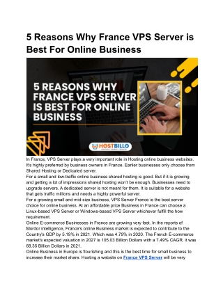 5 Reasons Why France VPS Server is Best For Online Business