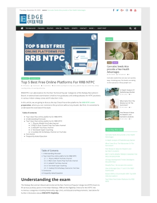 NTPC RRB Online Platforms: Top 5 Best Free Platforms-PW