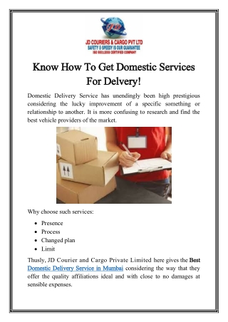 Best Domestic Delivery Service in Mumbai Call-9870813466