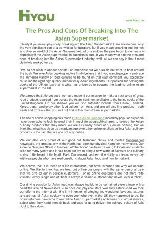 The Pros And Cons Of Breaking Into The Asian Supermarket