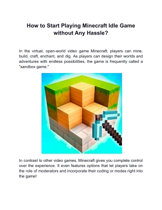 How to Start Playing Minecraft Idle Game without Any Hassle_