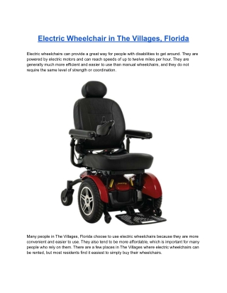 Electric Wheelchair in The Villages, Florida