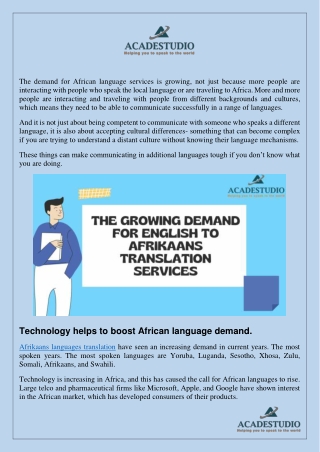 English To Afrikaans Translation Services