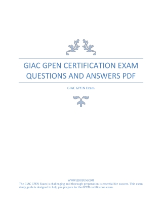 [Updated] GIAC GPEN Certification Exam Questions and Answers PDF