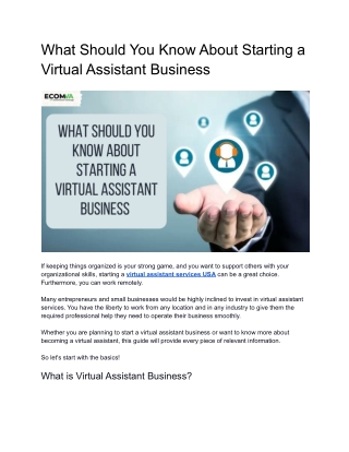 What You Need to Know About Starting a Virtual Assistant Business