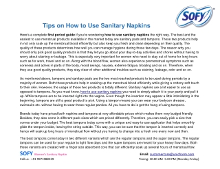 Tips on How to Use Sanitary Napkins