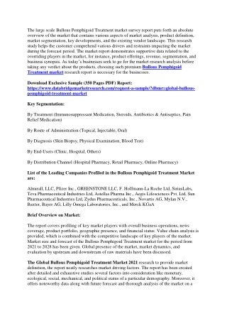 Bullous Pemphigoid Treatment Market
