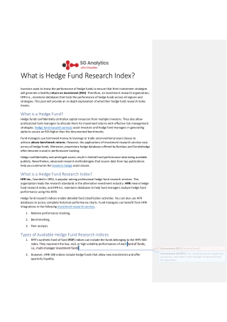 What is Hedge Fund Research Index?