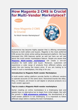 How Magento 2 CMS is Crucial for Multi-Vendor Marketplace