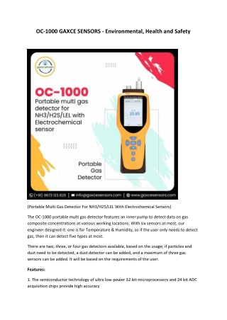OC-1000 GAXCE SENSORS - Environmental, Health and Safety
