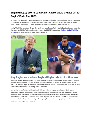England Rugby World Cup Planet Rugby’s bold predictions for Rugby World Cup 2023