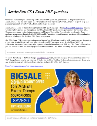 ServiceNow CSA Exam PDF questions