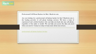 Professional Cell Phone Hackers for Hire  Hackvist.com