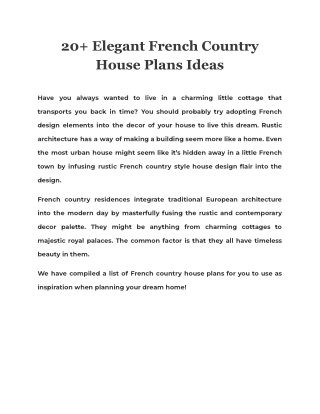 20  Elegant French Country House Plans Ideas