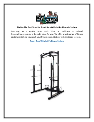 Finding The Best Store For Squat Rack With Lat Pulldown In Sydney