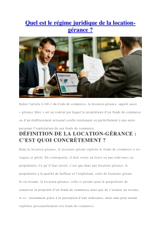 Location-gérance - Définition - Condition de validité