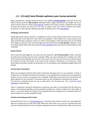 1.5 - 3.0 mol/L keto lifestyle optimizes your human potential