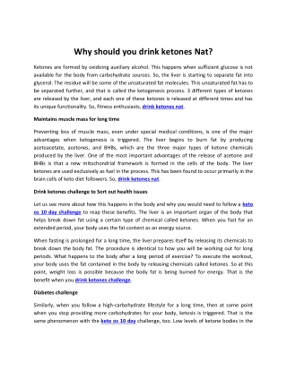 Why should you drink ketones Nat?