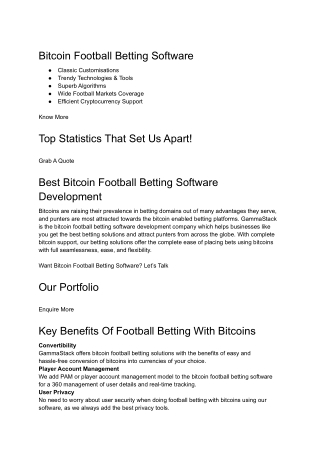 Bitcoin Football Betting Software | GammaStack