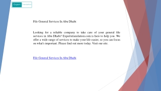 File General Services In Abu Dhabi  Expertstranslation.com